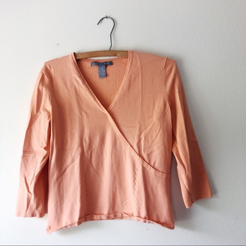 Carroll Reed peach long‎ sleeve scallop edge shirt M